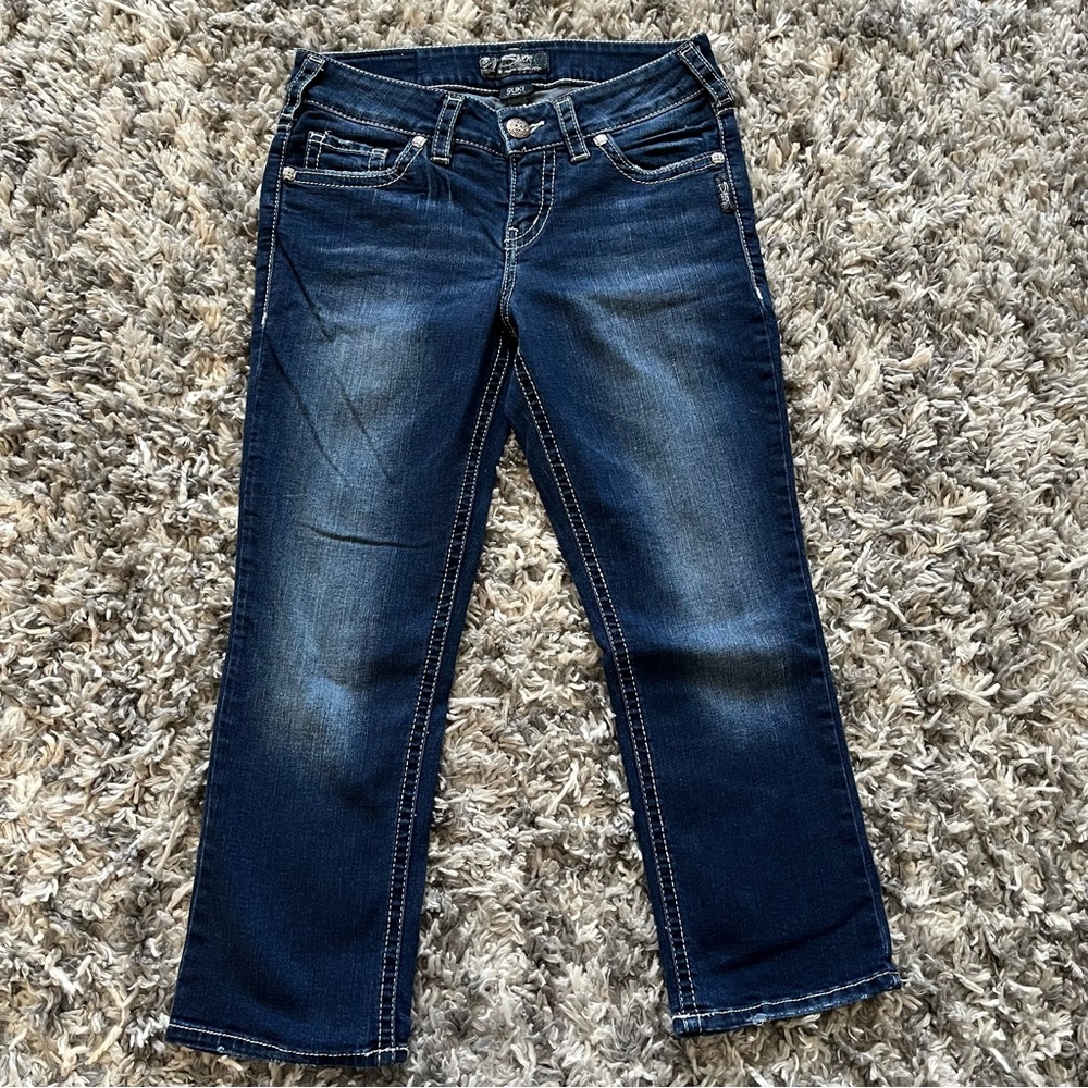 Silver Suki Mid Capri W 29 L 22 1/2
